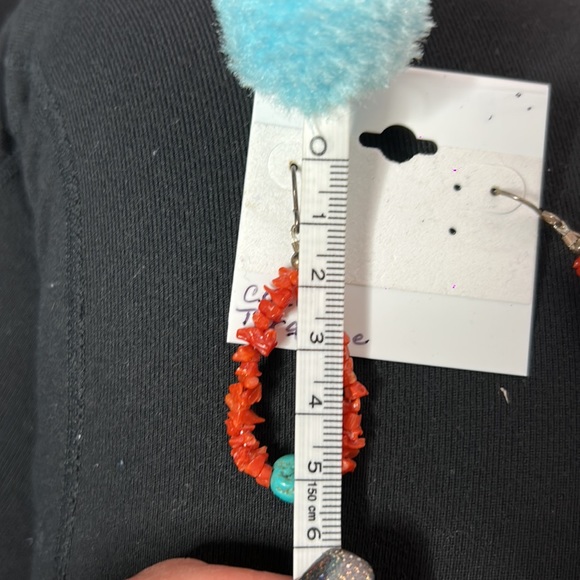 Vintage coral and turquoise earrings - Picture 5 of 5